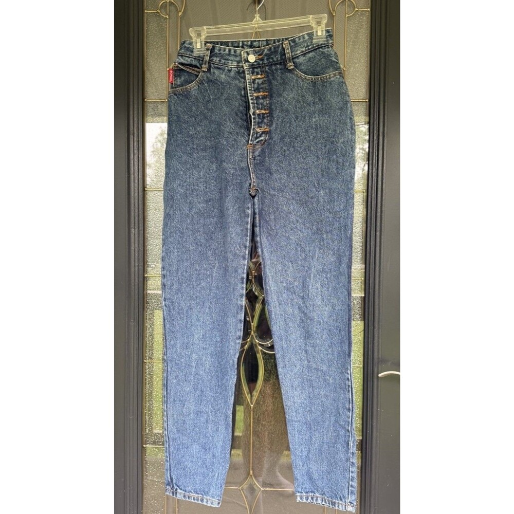 Vintage Bongo Jeans Womens 5 Juniors Blue High Rise Mom Tapered 90s USA Denim